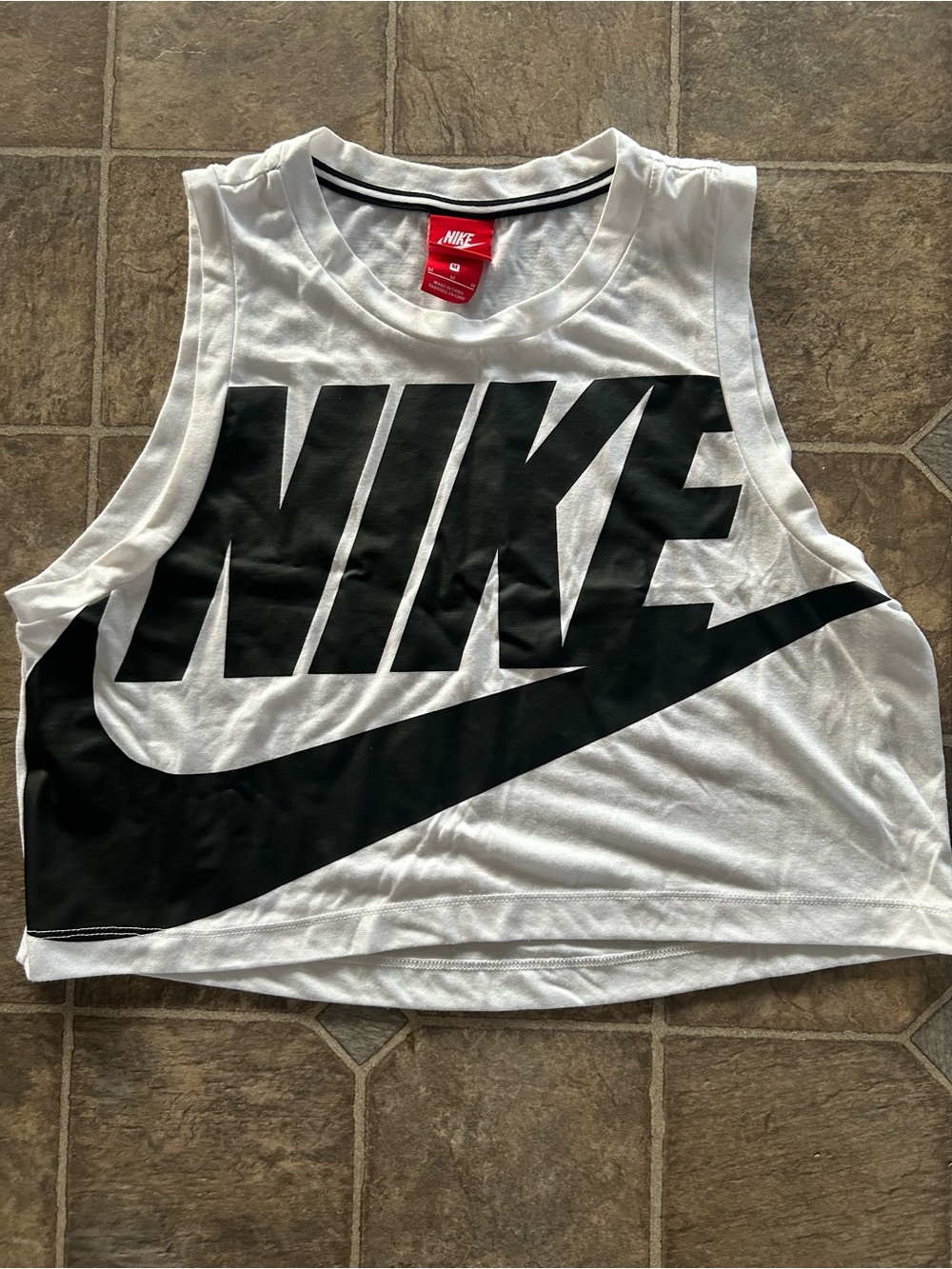 Nike Sleeveless Graphic Tank Top White Black Size M Excellent Condition
